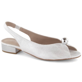 Stříbrné dámské sandály na nízkém podpatku T.Sokolski 136 stříbrný