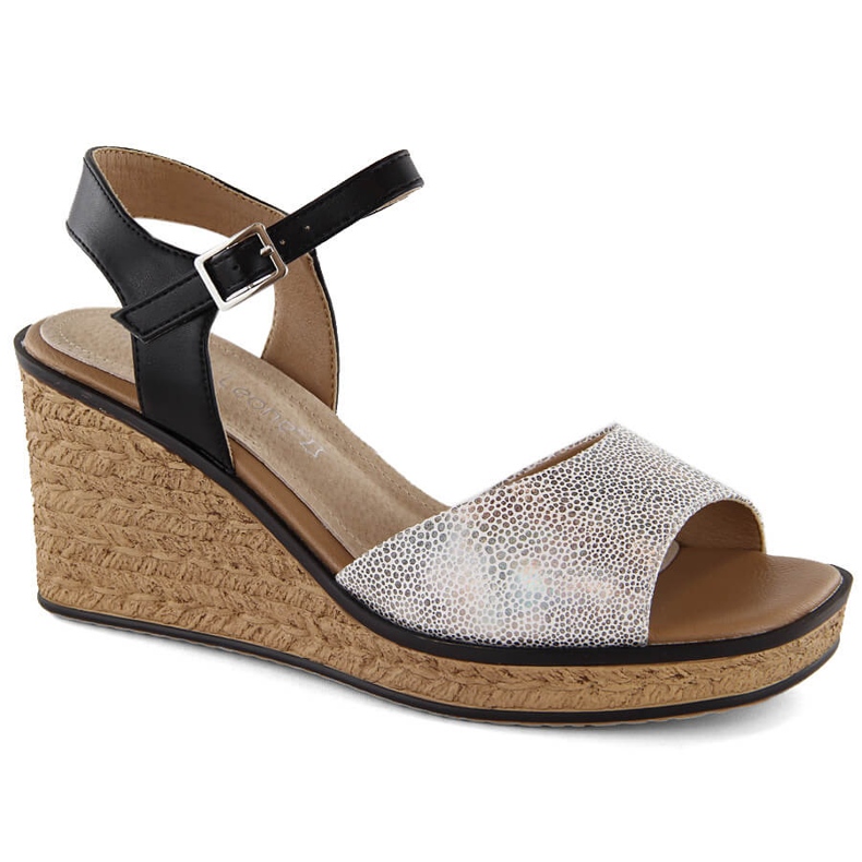 Dámské stříbrné sandály na klínku Sergio Leone SK229 stříbrný