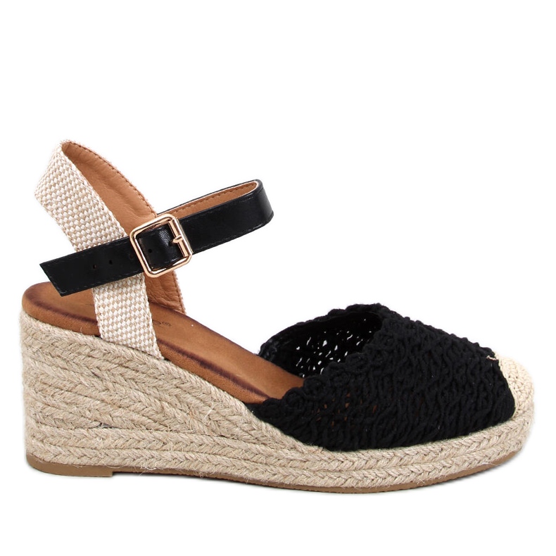 Černé espadrilkové sandály na klínku Morelli černá Černé espadrilkové sandály na klínku Morelli černá