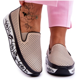 S.Barski Dámské prolamované kožené tenisky Slip-On béžová Sorito béžový S.Barski Dámské prolamované kožené tenisky Slip-On béžová Sorito béžový