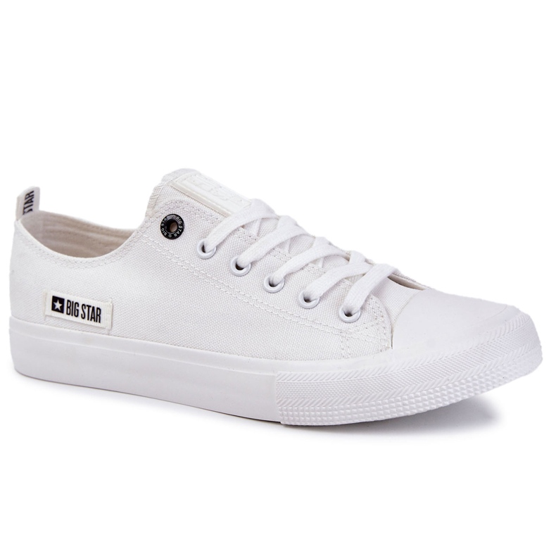 Big Star Sneakery s nízkým materiálem pro muže Velká hvězda KK174006 WHITE bílý