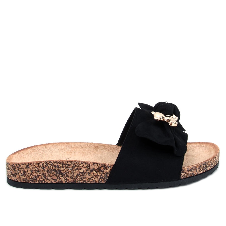 Loups Černé korkové pantofle s medvídkem černá