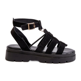 Dámské sandály Gladiator vyrobené z Eco Suede Black Dorameia černá