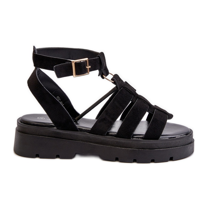 Dámské sandály Gladiator vyrobené z Eco Suede Black Dorameia černá