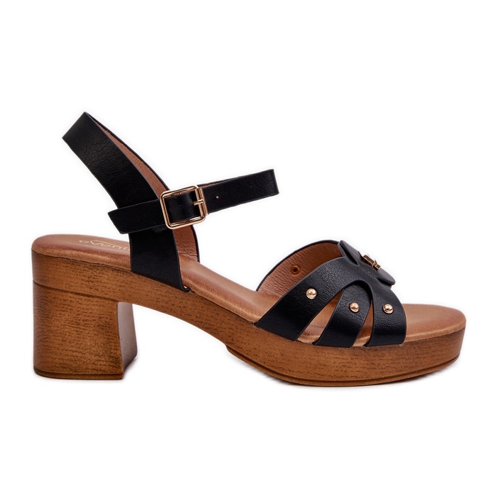 Dámské sandály na vysokém podpatku vyrobené z eko kůže, černé Assames černá