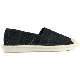Černé síťované espadrilky, vzdušné dámské espadrilky černý