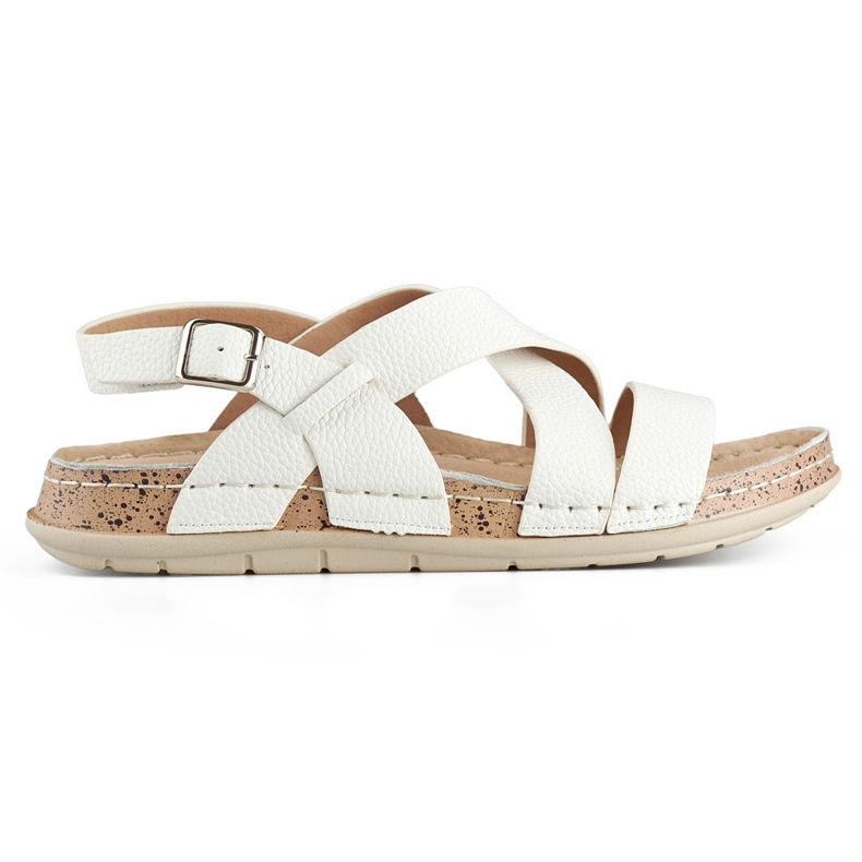 Bílé dámské sandály s koženou stélkou bílý