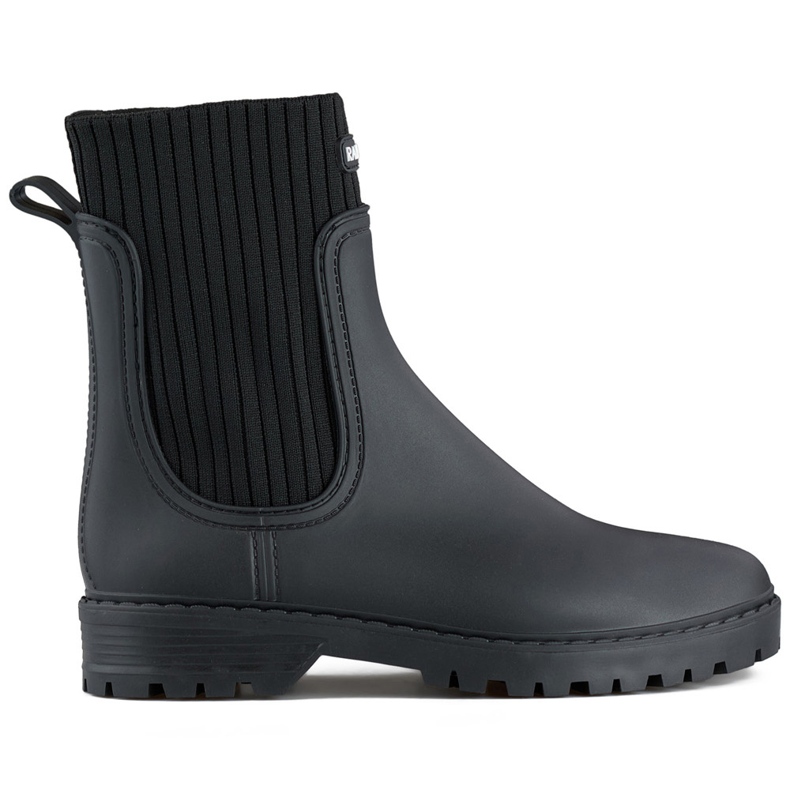 Černé dámské holínky Wellington s elastickým svrškem ponožky černá