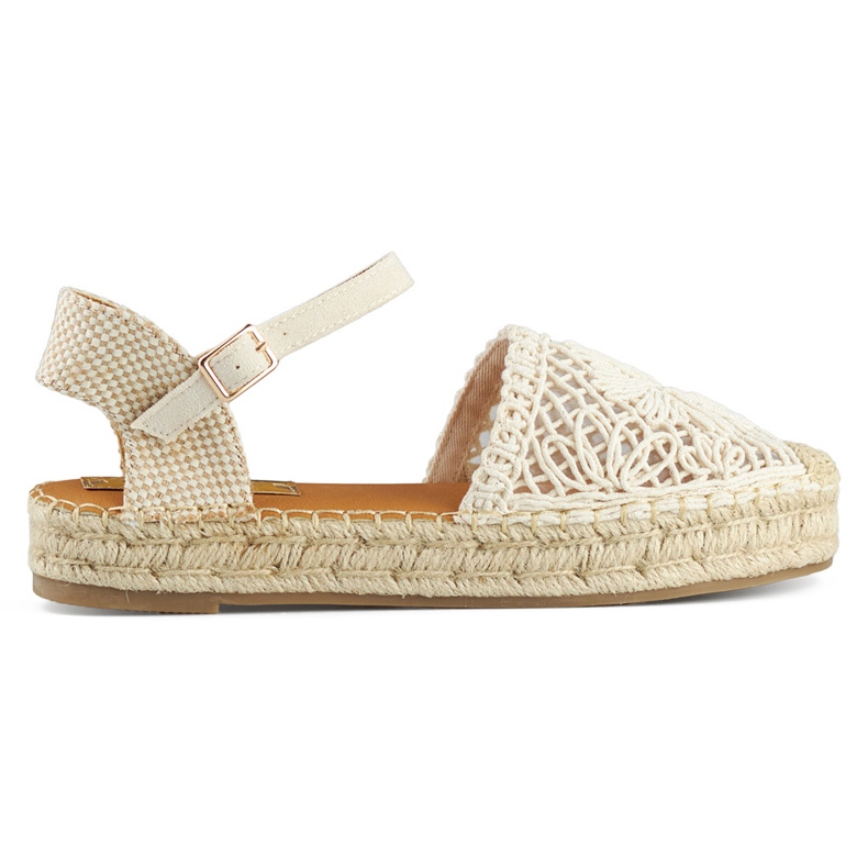 Béžové espadrilkové sandály se silnou podrážkou, splétané espadrilky béžový