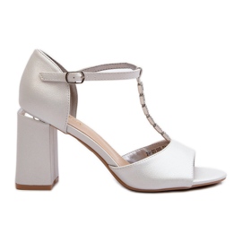 Vinceza Stříbrné sandály na vysokém podpatku Aniya s kubickou zirkonií stříbrný