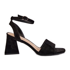 Vinceza Dámské sandály na vysokém podpatku vyrobené z Eco Suede Black Upttima černý