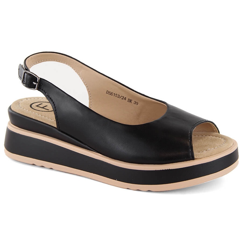 Černé kožené dámské sandály na platformě Filippo DS6153 černá
