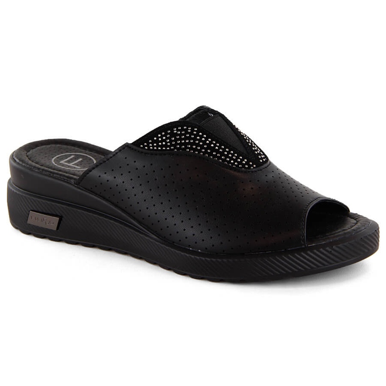 Černé kožené dámské sandály na klínku Filippo DK6146 černá