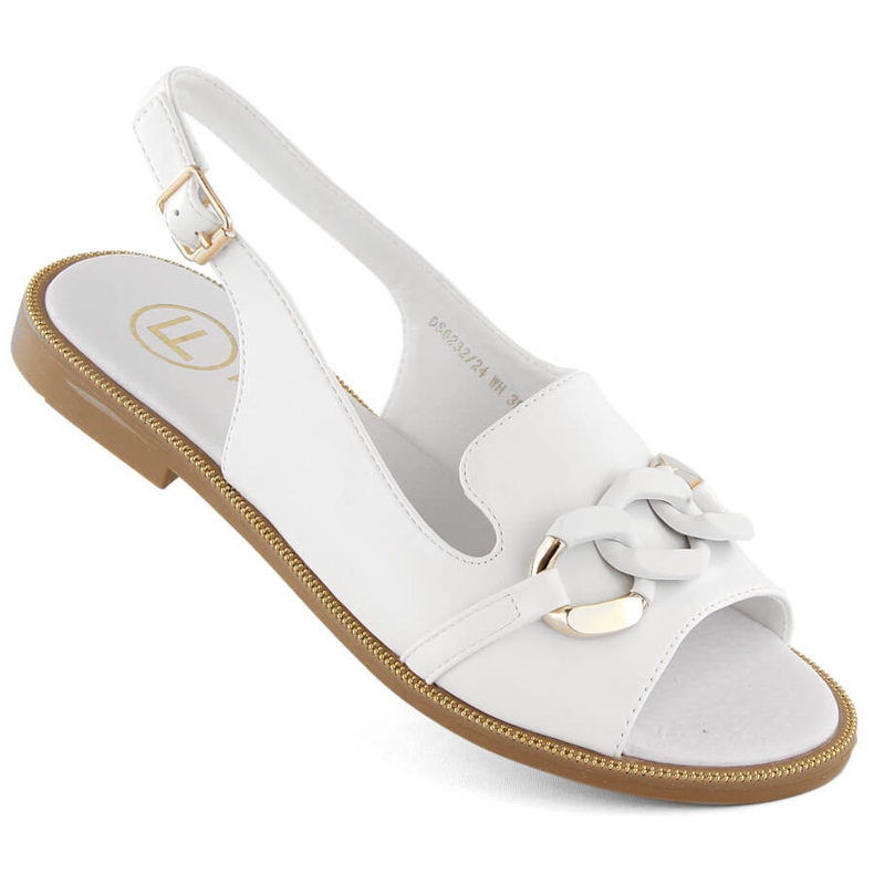 Bílé dámské sandály Filippo DS6232 s řetízkem bílý