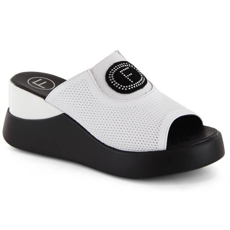 Filippo W PAW532B kožený prolamovaný klínový mules, bílý