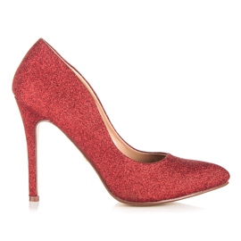 Ideal Shoes Třpytivé lodičky na špendlíku červený