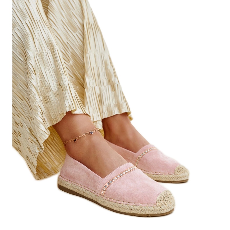 Růžové espadrilky s kamínky Abia růžový