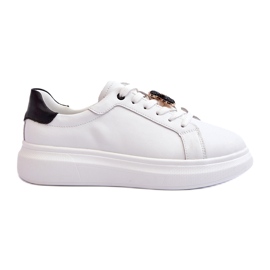 Vinceza Dámské kožené tenisky s medvídkem, bílé Mirven bílý
