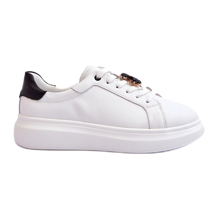 Vinceza Dámské kožené tenisky s medvídkem, bílé Mirven bílý