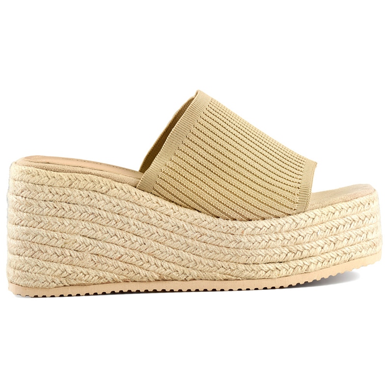 Espadrille žabky s vysokým klínem se zlatou nití zlatý Espadrille žabky s vysokým klínem se zlatou nití zlatý