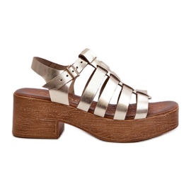 Zazoo 40410 Dámské kožené sandály zlaté zlatý