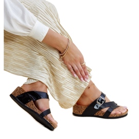 Černé kovové klínové muly Donata černý