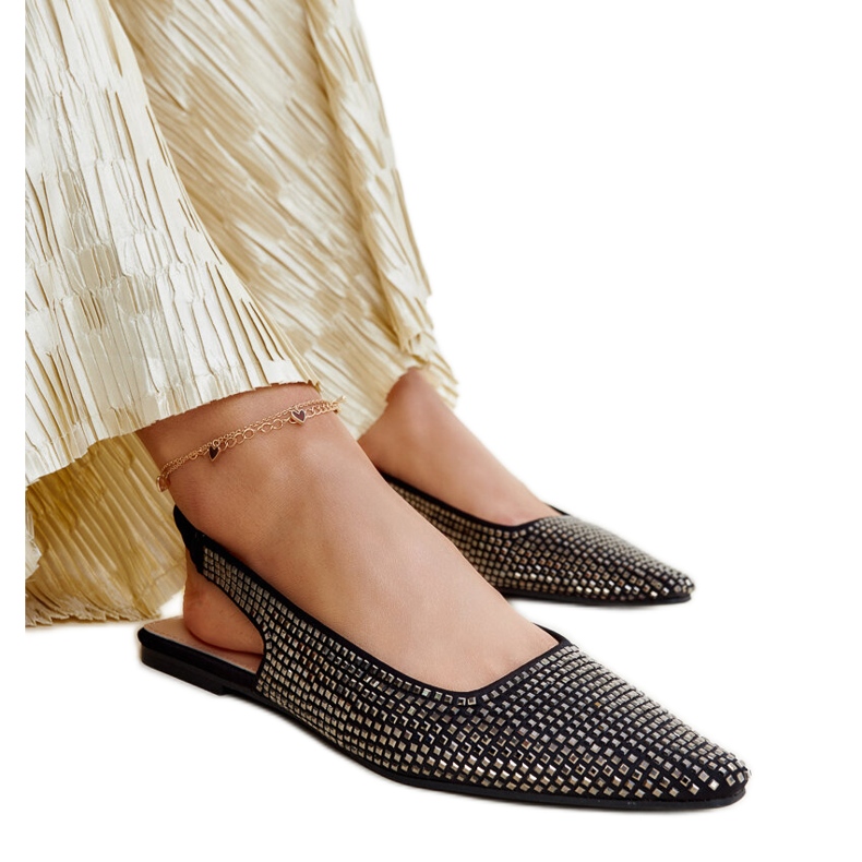 Nadiana lesklé černé sandály s otevřeným podpatkem černá