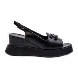 Jezzi Dámské sandály na platformě a klínku s ozdobou, černá Janesca černý