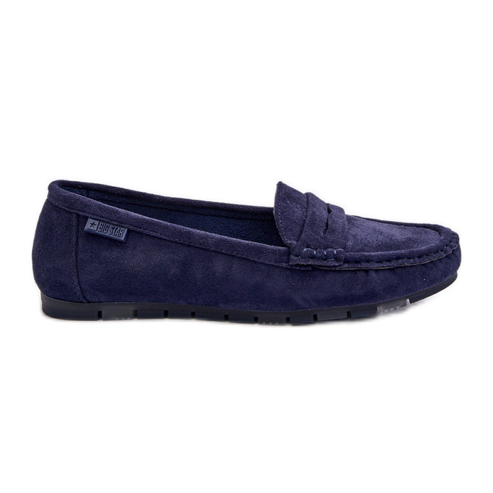 Dámské eko semišové mokasíny Big Star NN274931 Memory Foam System Navy Blue modrý
