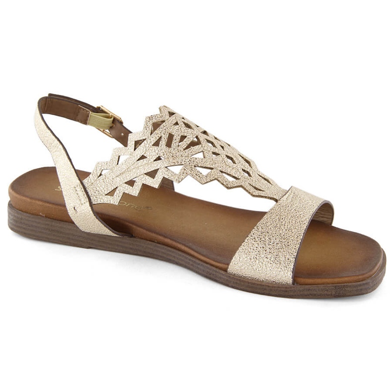Dámské ploché prolamované zlaté sandály Sergio Leone SK070H zlatý