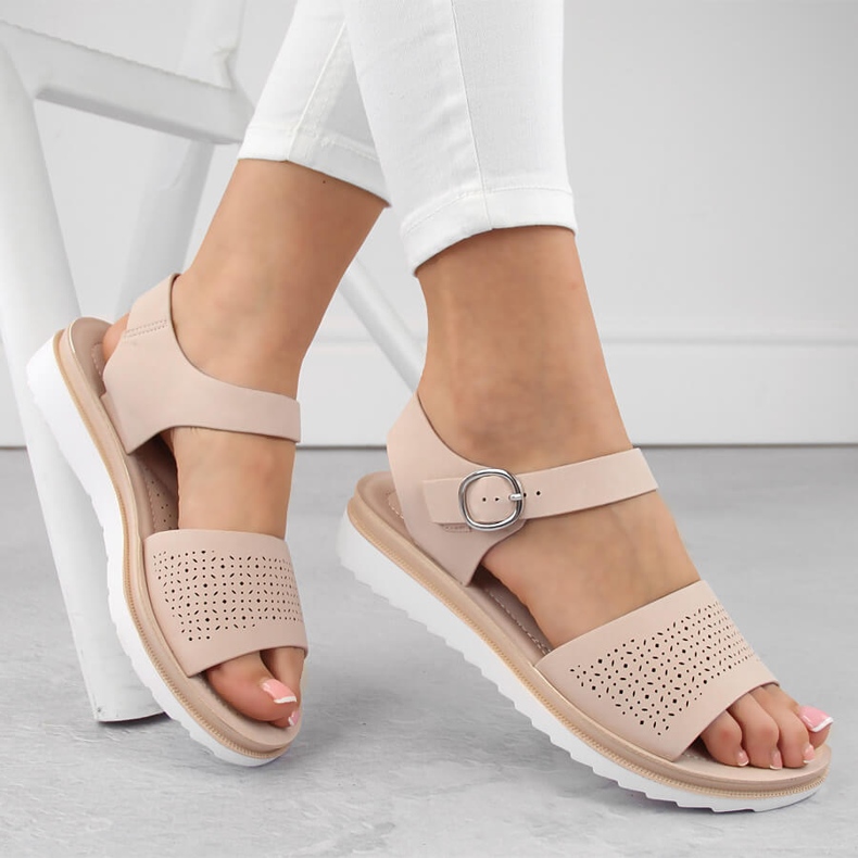 Dámské růžové prolamované sandály Sergio Leone SK082H růžový