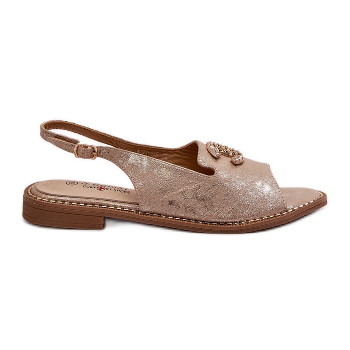Dámské sandály s ozdobou S.Barski KV27-049 Gold zlatý