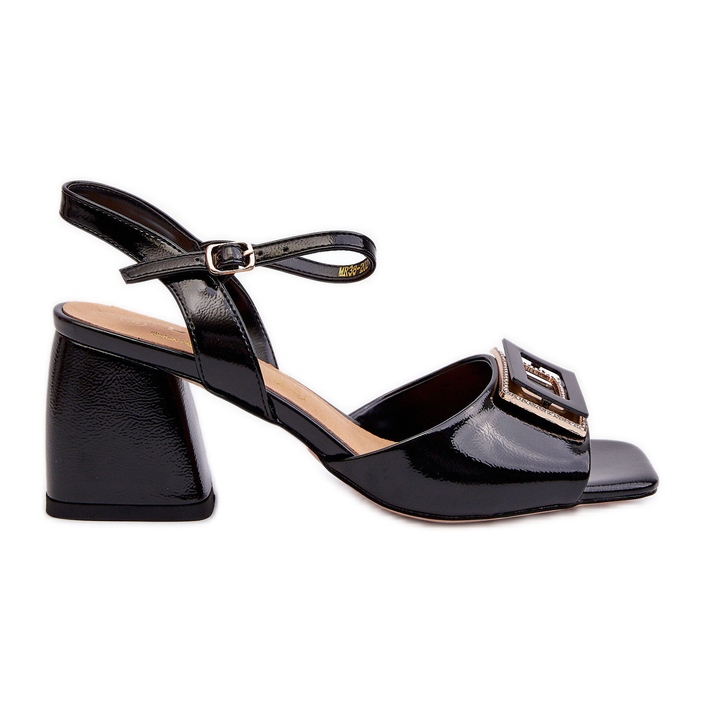 S.Barski Elegantní lakované sandály s ozdobou Černá D&amp;A MR38-202