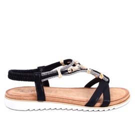 Montier Černé korálkové sandály černý