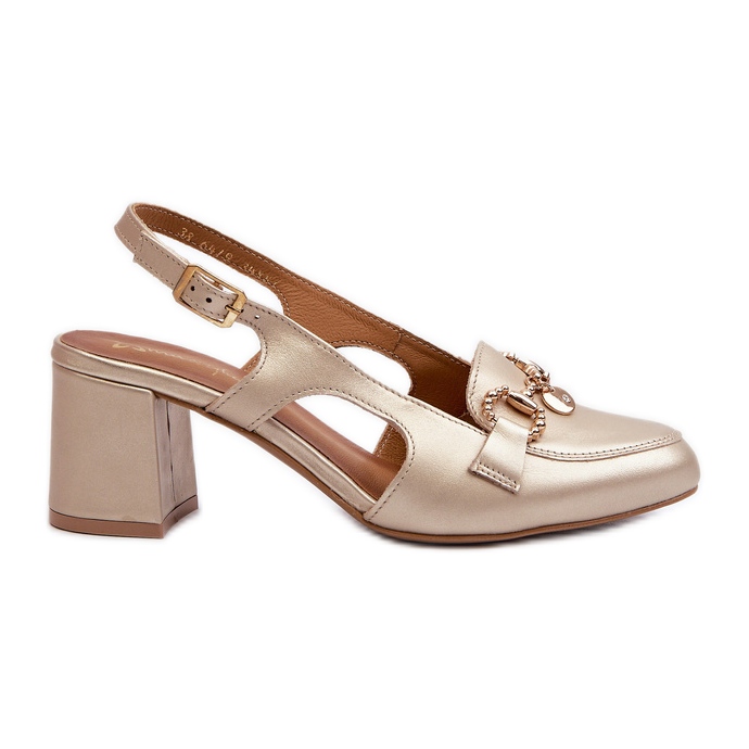 Kožené sandály na vysokém podpatku Maciejka 06419-25 Zlatá zlatý Kožené sandály na vysokém podpatku Maciejka 06419-25 Zlatá zlatý