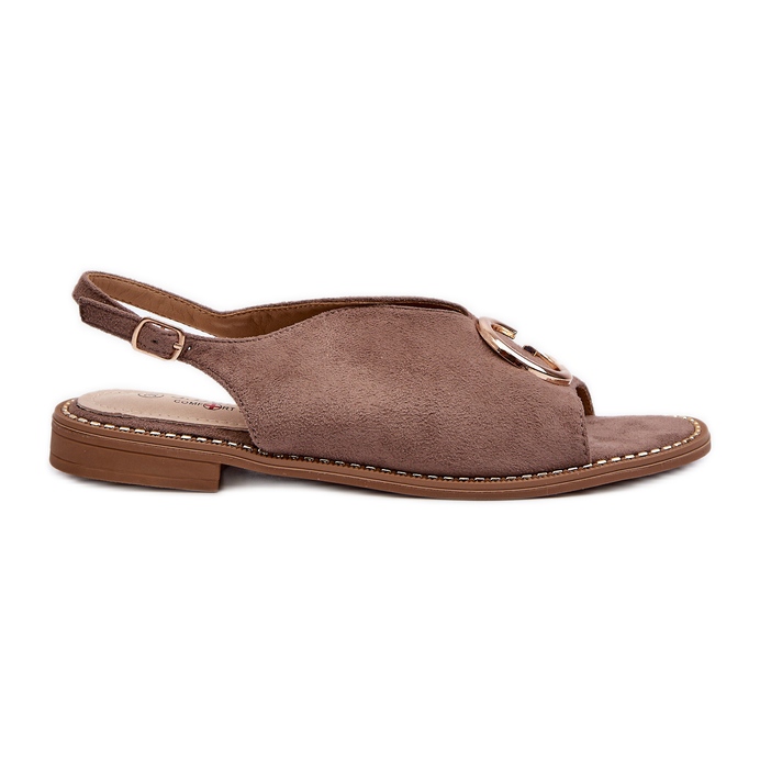 Elegantní dámské sandály s dekorací Eco Suede S.Barski KV27-058 Hnědá hnědý
