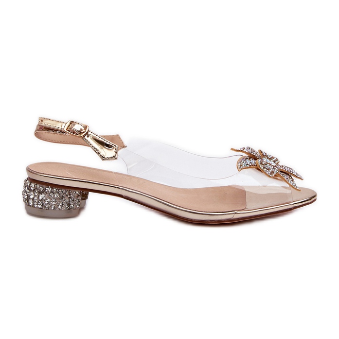 S.Barski Transparentní sandály na nízkém podpatku se zlatým zdobením D&amp;A MR38-383