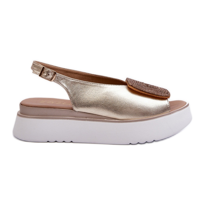 Dámské kožené sandály Zazoo 1786 na platformě se zlatým zdobením