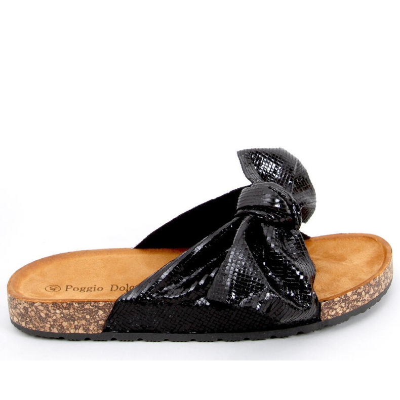 Korkové pantofle s mašlí Amur Black černá