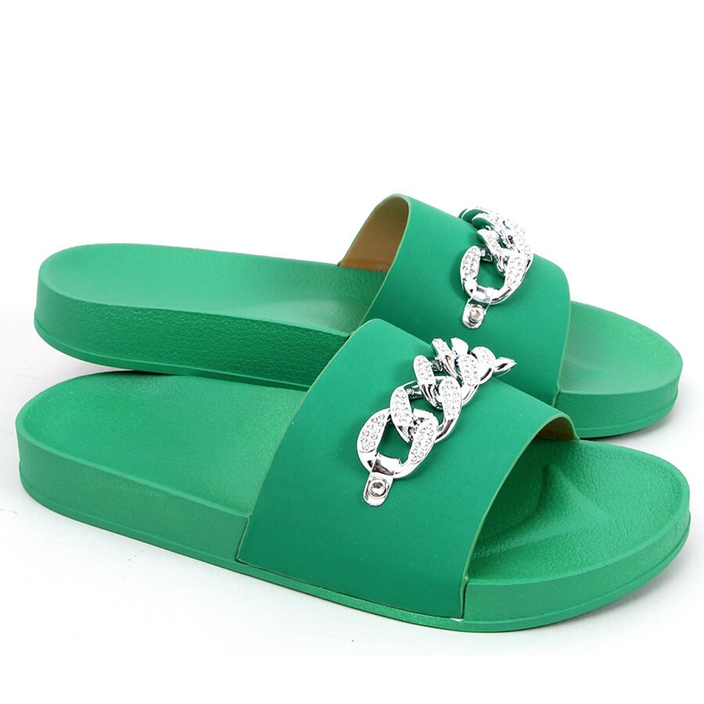 Pantofle Tilia Green s řetízkem zelená