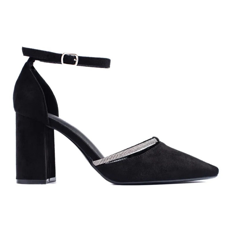 Černé semišové lodičky na vysokém podpatku černá