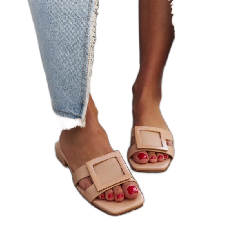 Béžové žabky s koženou vsadkou značky Wilia béžový