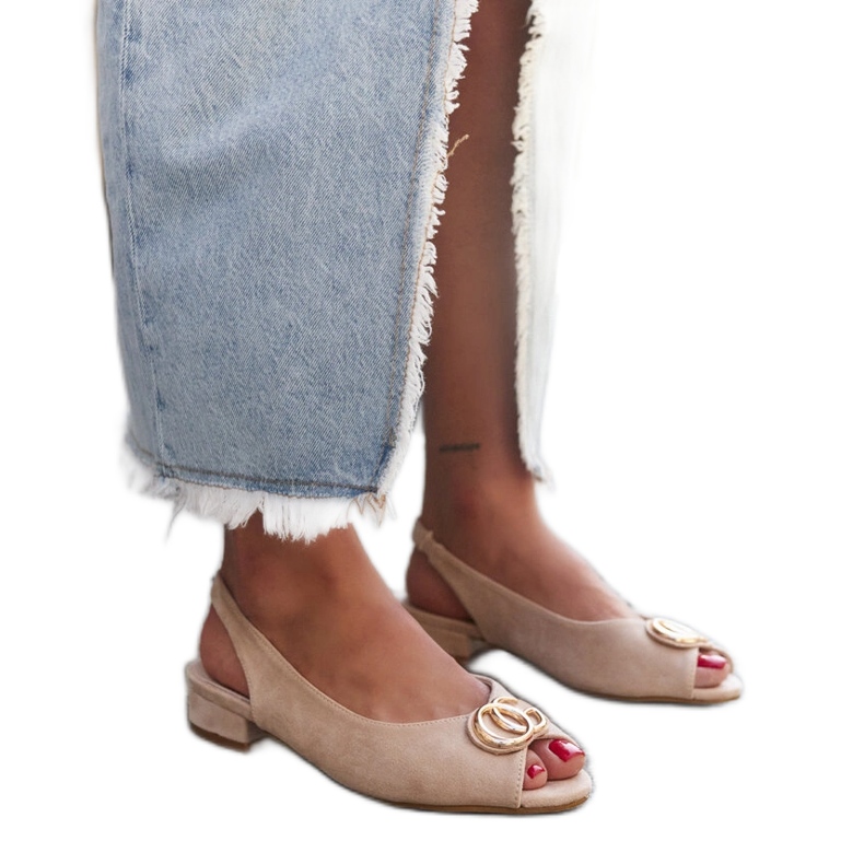 Sandály z kožené stélky Warda béžový