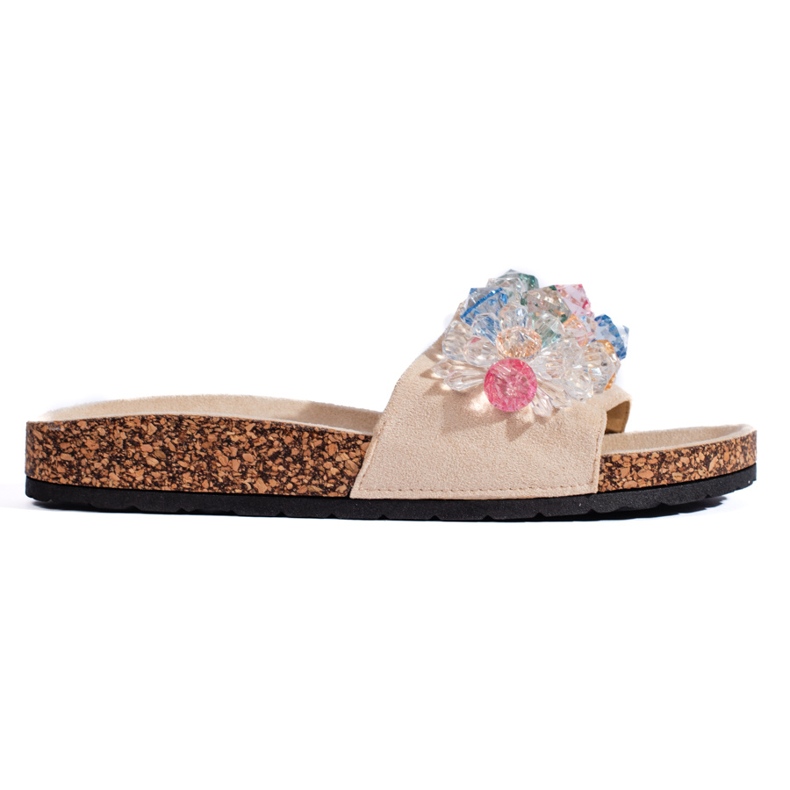 Dámské béžové semišové pantofle béžový