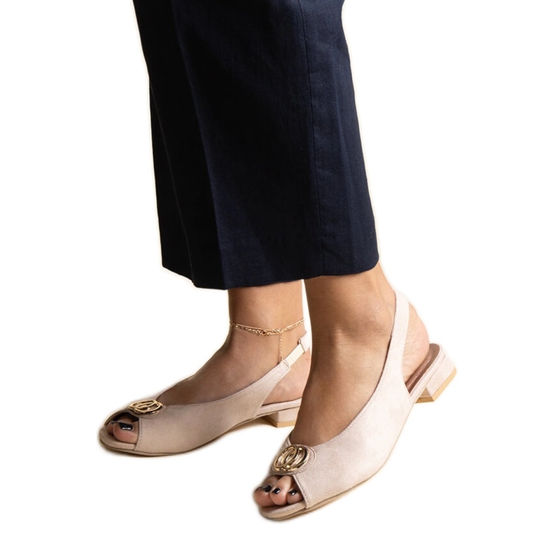 Béžové nazouvací sandály na nízkém podpatku Teyla béžový Béžové nazouvací sandály na nízkém podpatku Teyla béžový