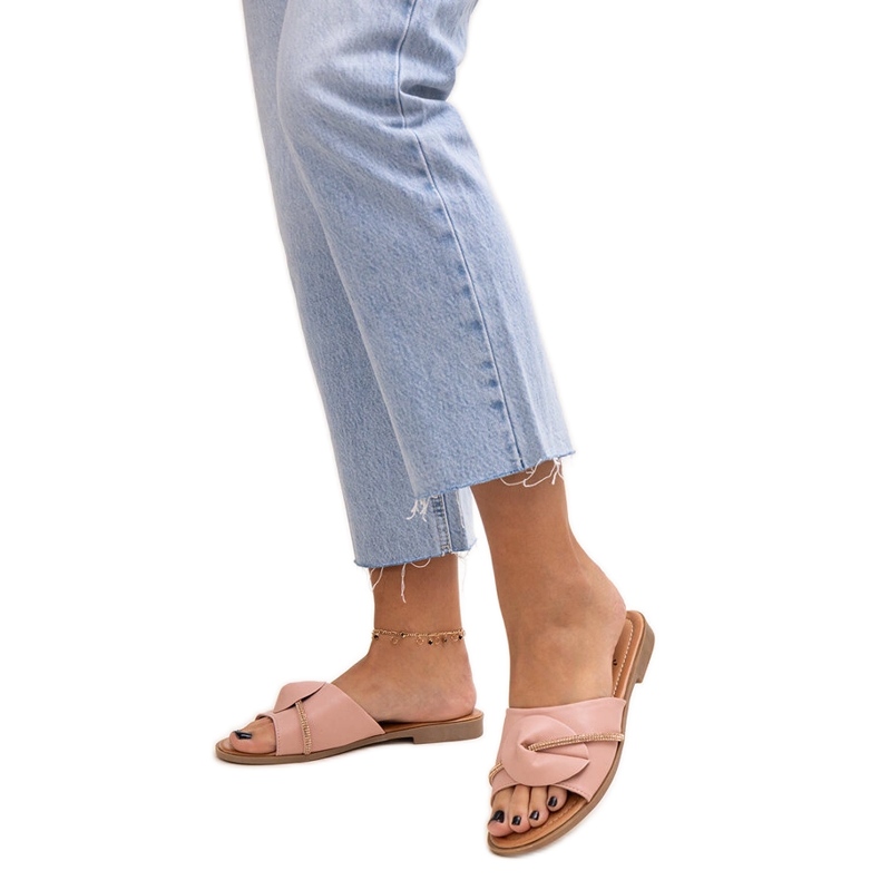 Klobouky zdobené páskem se zirkony Amari růžový