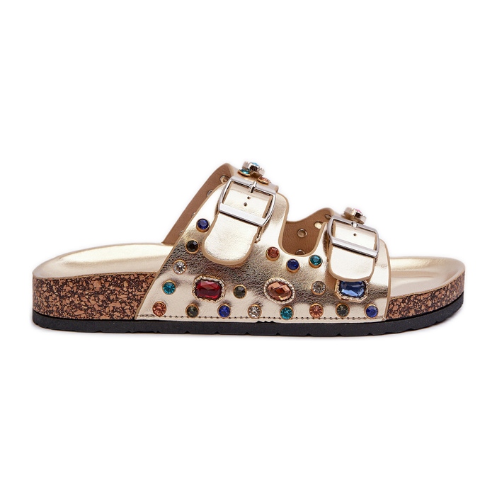 Zdobené dámské žabky s přezkami S.Barski MY121 Gold zlatý