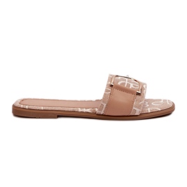 Lesklé dámské žabky s béžovým zdobením špičky Lesklé dámské žabky s béžovým zdobením špičky