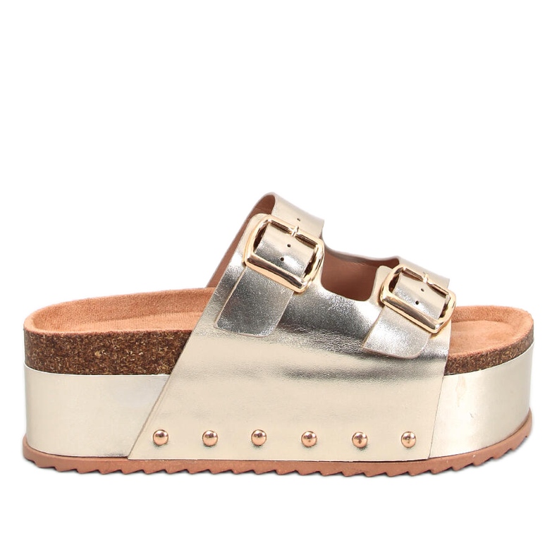 Korkové žabky na platformě Galzai Gold zlatý