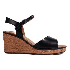 Černé dámské sandály na klínku značky Sergio Leone černá